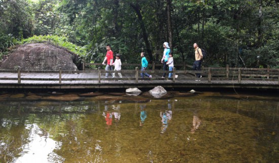 2022年5月3日，游客在海南熱帶雨林國(guó)家公園五指山片區(qū)游覽。新華社記者 楊冠宇攝